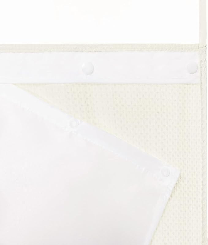 River Dream Stall Heavyweight No Hooks Required Dotted Waffle Weave Shower Curtain with Snap in Liner - 36W x 74H,Hotel Grade,Spa Like Bath Curtain,Graphite Cream