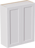 33 Inch Laundry Room Cabinets Wall Mounted, Solid Wood Over The Toilet Storage Cabinet, Bathroom Organizer Cabinets with 2 Shaker Door & 3 Shelves, Easy to Assemble for Kitchen, Garage - White