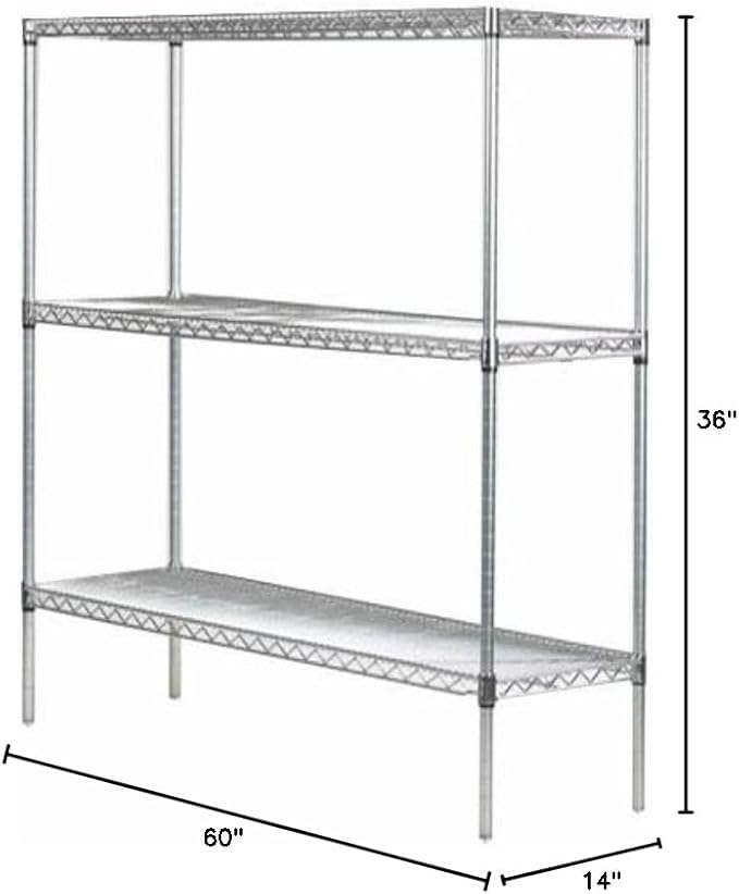 Omega 14" Deep x 60" Wide x 36" High 3 Tier Gray Starter Shelving Unit