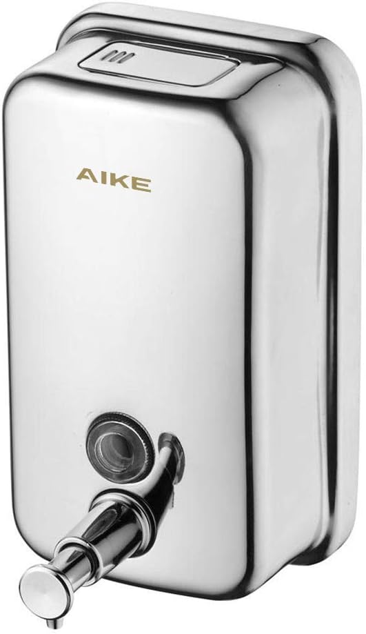 AIKE Polished Stainless Steel Wall Mount Pump Soap Dispenser Polished 34 fl.oz. AK1001