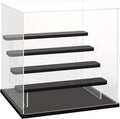 Choowin 5 Tier Clear Acrylic Display Case for Collectibles, Mini Figures, Pop Mart, Labubu, Sonny Angel, Smiski - Assemble Dustproof Acrylic Display Box with Door, Stand (Black Base Step)