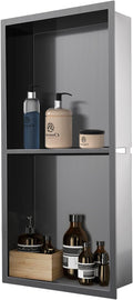 12" x 24" Shower Niche No Tile Needed, 304 Stainless Steel Shower Wall Niche, Recessed Shower Shelf for Shower or Bathroom Storage, Black