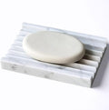 Marble Soap Dish - Soap Dish for Shower, Shower Bar Soap Holder, Stone Soap Container for Marble Bathroom Accessories, Decorative Dish with Drainage (Calacatta White, Rectangular)