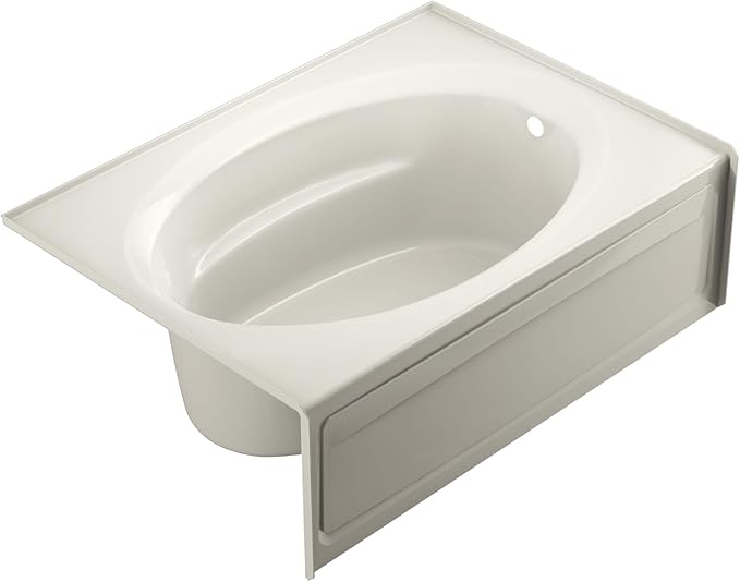 JACUZZI SIGNATURE Acrylic Removable Skirted Soaking Bathtub, Slip Resistant, Right Drain Placement, 60” (L) x 42” (W), Oval in Rectangle Design, Oyster