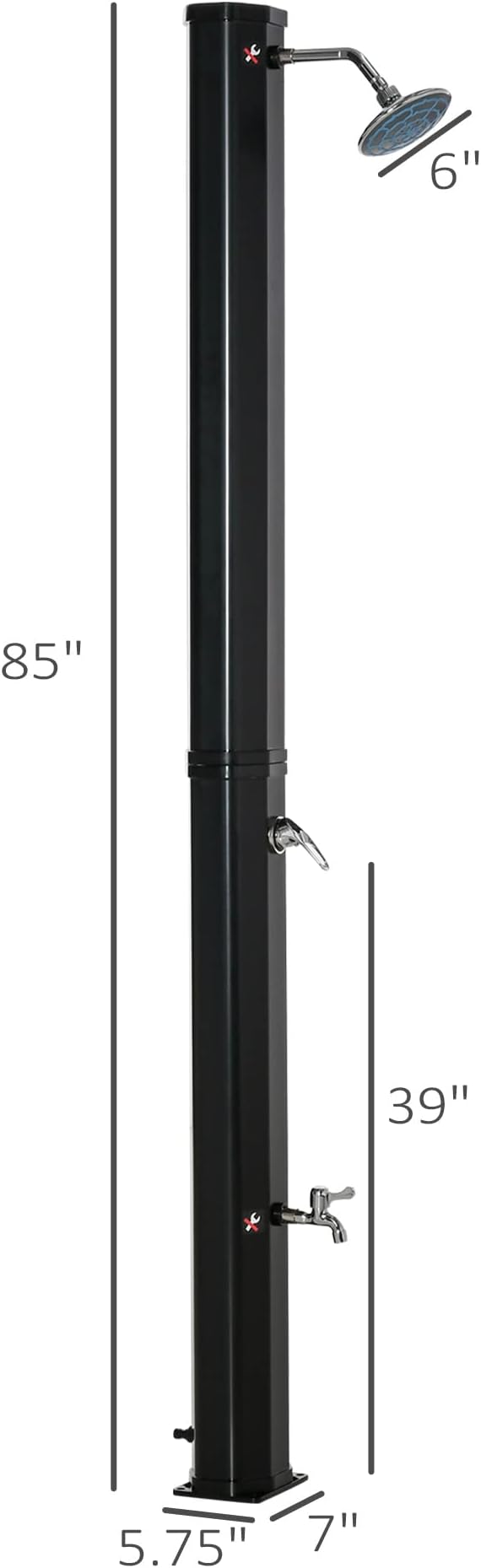 Outdoor Pool Shower Solar Heated, 9.3 Gallon Garden Pool Shower w/ 360° Swivel Shower Head and Foot Shower Tap, for Outdoor Backyard Poolside Beach Pool Spa