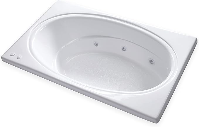 Carver Tubs - SR7242 - Modern Acrylic Fiberglass Whirlpool Water Massage Bathtub, 12 Jet w/Heater - White Acrylic Rectangle Bath Tub - Deep Relaxing Soak - 71"L x 48"W x 19.5"H
