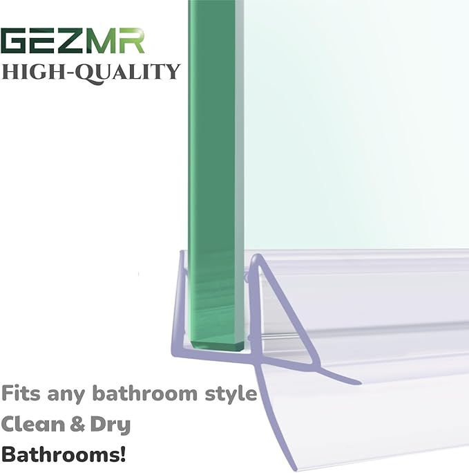 2-Pack Shower Door Bottom Seal (3/8'' X 39'') Glass Shower Door Seal Strip with Drip Rail Frameless Shower Door Sweep can Covers up to 13mm Gap