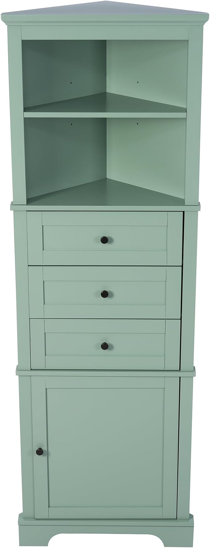 Favfurish 69" Tall Corner Cabinet with Door and 3 Drawers,Modern Bathroom Storage Cabinets w/Adjustable Shelves,Freestanding Organizer for Bathroom,Kitchen,Living Room,Dining Room,Green