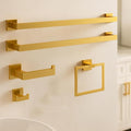 5-Piece Bathroom Hardware Set， Brushed Gold Bathroom Accessories 304 Stainless Steel， Including 23.8 inch Bath Towel Bar*2, Double Towel Hook, Toilet Paper Holder, and Towel Ring
