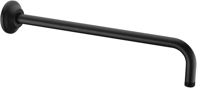 BESTILL 16 Inch L-Shaped Shower Head Extension Arm, Shower Arm and Flange Included, Matte Black