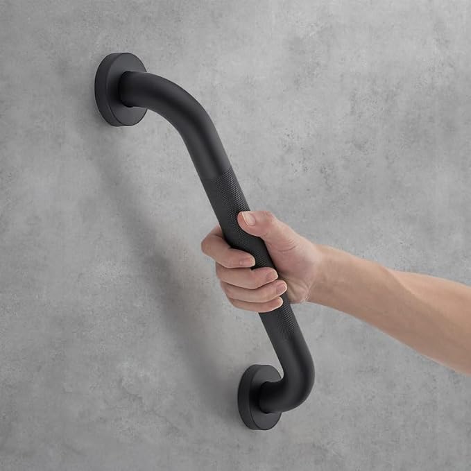 Grab Bars for Shower, 2 Pack 18-Inch Anti Slip Shower Handles for Elderly, Safety Shower Grab Bar, Stainless Steel Handicap Grab Bars for Bathroom (Black 1" Diameter)
