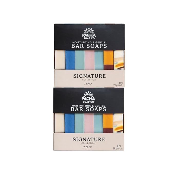 Pacha Soap Co. Bar Soap Variety Set - Signature Scents, Premium Handcrafted Trial & Travel Size Bars for Face, Hands & Body, Hydrating Formula with Clean Ingredients, Made in USA, 2-Pack, 7 oz Each