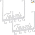 2 Pack Over The Door Hooks, Towel Rack for Bathroom Towel Holder for Hanging Heavy Duty, Over Door Hanger with 10 Coat Hooks for Bedroom Bathroom Kitchen Bag, Coats, Hats (White)