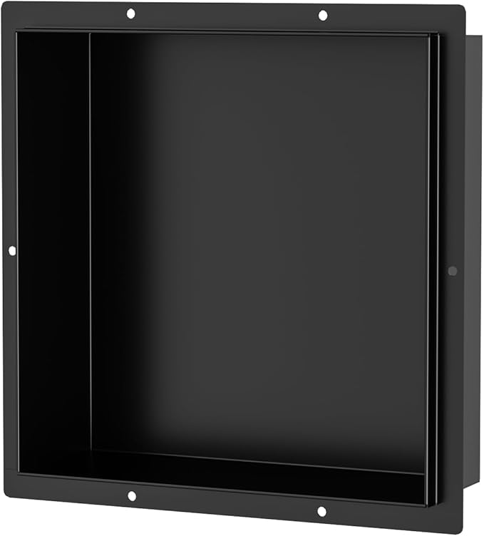Stainless Steel Shower Niche 12" X 12", No Tile Needed Wall Niche Shower, Recessed Shower Shelf for Bathroom Storage, Matte Black