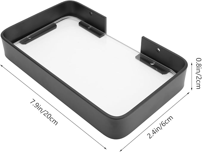 Black Bathroom Glass Shelf Bracket for Shampoo and Cosmetics Storage Floating Wall-Mounted Organizer Rack Stylish Corner Shelf for Modern Bathroom