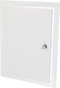 10" x 16" Lockable White Metal Access Panel - Service Shaft Door with Key - Plumbing, Electricity, Heating, Alarm Wall Access Hole Cover for Bathroom Services
