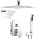 Shower Faucet Set Shower Systems, STARBATH 3 Way Shower Faucet with 2 in 1 Handheld, Ceiling Mount 12+6" Dual Rain Shower Head for Two People (6"+12" Rain Shower with Handheld, Chrome)