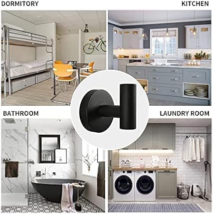 Vuzvuv 2-Pack Matte Black Wall-Mounted Towel Hooks, SUS304 Stainless Steel Waterproof Coat Robe Holder, Heavy Duty Hooks for Bathroom, Kitchen, Hotel (Drilling)