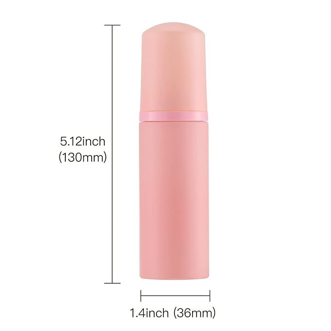 Tekson 10PCS Soap Foam Bottle (2 oz), Empty Travel Foaming Lash Shampoo for Cleanser, Dispenser (Pink Cap)