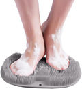 Silicone Shower Foot Scrubber Mat, 2025 Upgraded Exfoliating Bath Pad with Non-Slip Suction Cups Wall Mounted Foot Cleaning Mat (Grey)