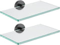 JQK Bathroom Glass Shelf Oil Rubbed Bronze, Tempered Glass Shower Storage 8 by 5 inches, 304 Stainless Steel ORB Wall Mount 2 Pack, TGS101L8-ORB-P2