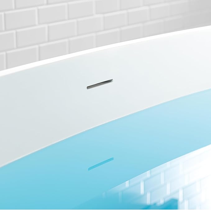 WOODBRIDGE 61 in. x 30.75 in. Stone Resin Luxury Contemporary Solid Surface Freestanding Bathtub in Matte White