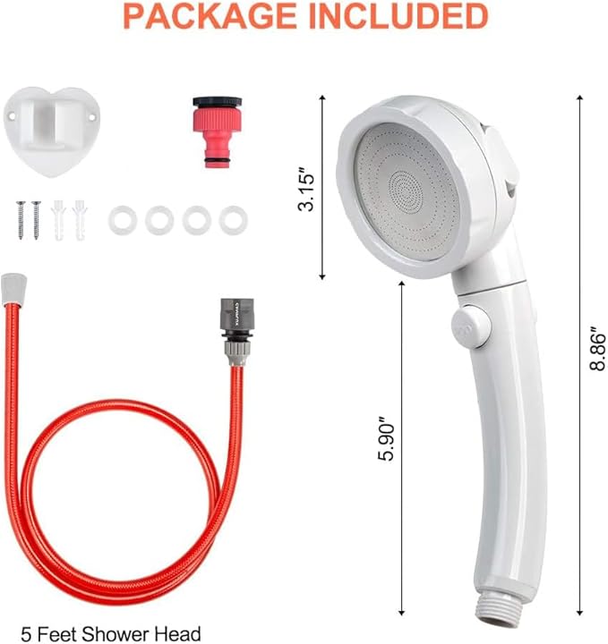 CAMPLUX Hand Held Showerhead with 5 FT Hose, Portable Spray Shower Head, High Pressure Shower Head with ON/Off Switch