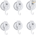 Heavy Duty Suction Cup Hooks for Shower, Bathroom Robe - Vacuum Glass Hooks, Reusable, No Hole Punched, for Garland Decoration (White, 6 Pack)