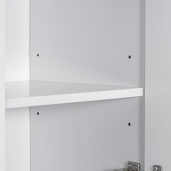 Favfurish 69" Tall Bathroom Storage Cabinet with Doors and 2 Drawers,Modern Linen Cabinets w/Adjustable Shelf & Magnetic Door Stopper,Freestanding Organizer for Dining Room,Kitchen,Office,White