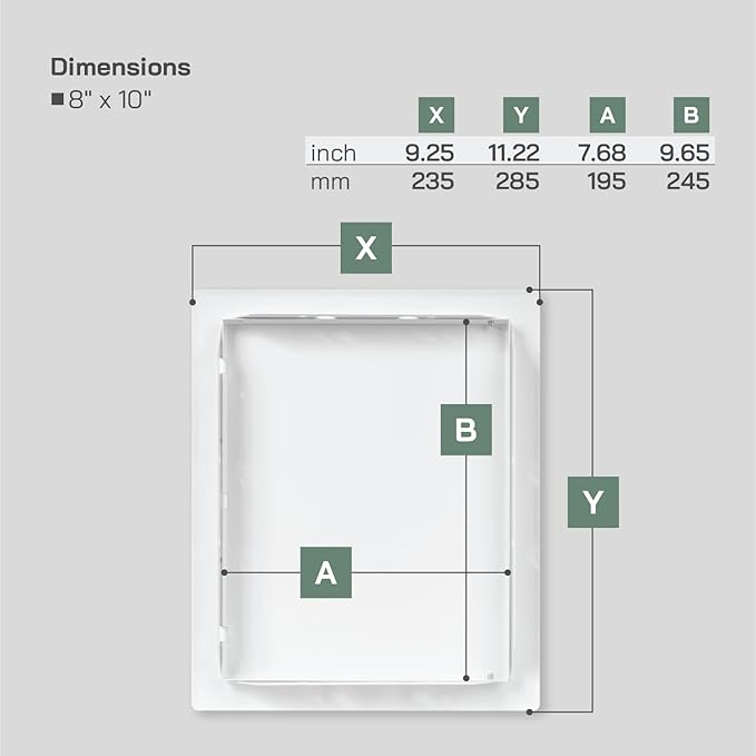 Vent Systems 8'' x 10'' Inch White Metal Access Panel - Easy Access Doors - Access Panel for Drywall, Wall, Electrical and Plumbing Service Door
