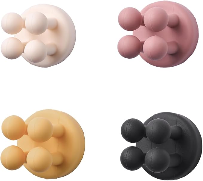 Silicone Toothbrush Holders for Bathrooms - 4 Pcs Wall Mounted Shower Razor Holder in 4 Colors