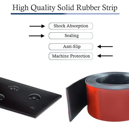 Neoprene Rubber Strips Self Adhesive Solid Rubber Sheets, Rolls & Strips for DIY Gaskets Crafts Pads Seals Warehouse Flooring Neoprene Sheet with Adhesive Backing (3" Wide x 1/8" Thick x 10' Long)
