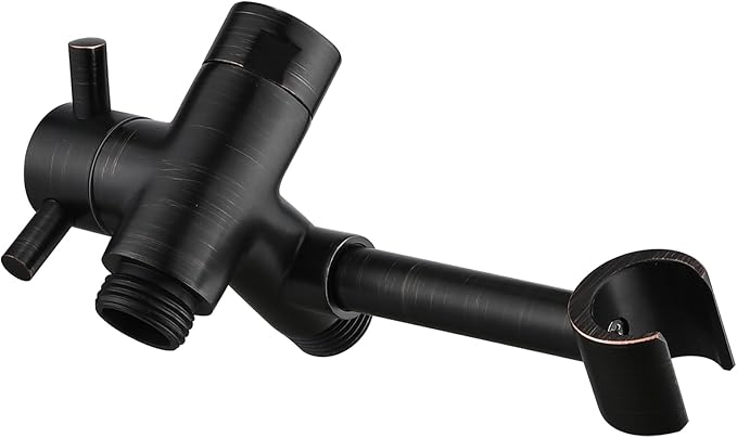PDPBath Solid Brass Shower Arm 3 Way Shower Diverter Valve for Hand Held Showerhead and Fixed Spray Head, G1/2 Universal Connection - Oil Rubbed Bronze