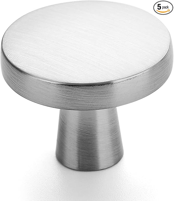 Ravinte 5 Pack Drawer Pulls 1-1/4 Inch Kitchen Cabinet Knobs Brushed Nickel Round Dresser Drawer Knobs Solid Dresser Knobs Drawer Knobs Simple Cabinet Hardware for Cupboard Drawer Pulls