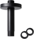 4 Inch Shower Arm with Flange, Ceiling Mounted Shower Head Extension Arm, 1/2 NPT Straight Arm for Rain Shower Head, Stainless Steel Shower Head Extension Replacement Pipe Arm, Black