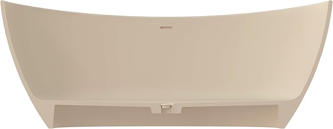 SJ STAR&JANE 65" Solid Surface Freestanding Bathtub Stone Resin Soaking Tub Milk Coffee Double Slippers Stand Alone Oval Tub with Pop-up Drain and Overflow for Bathroom