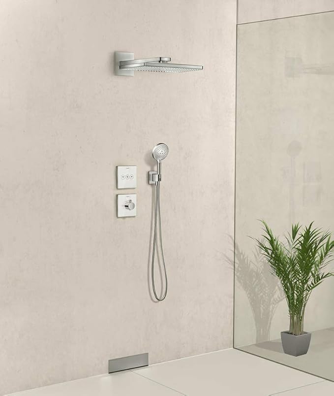 Wall Supply Elbow with Hand Shower Holder, Brass Square G1/2 Shower Hose Connector, Wall Mount Water Outlet for Bathroom Shower, Brushed Nickel