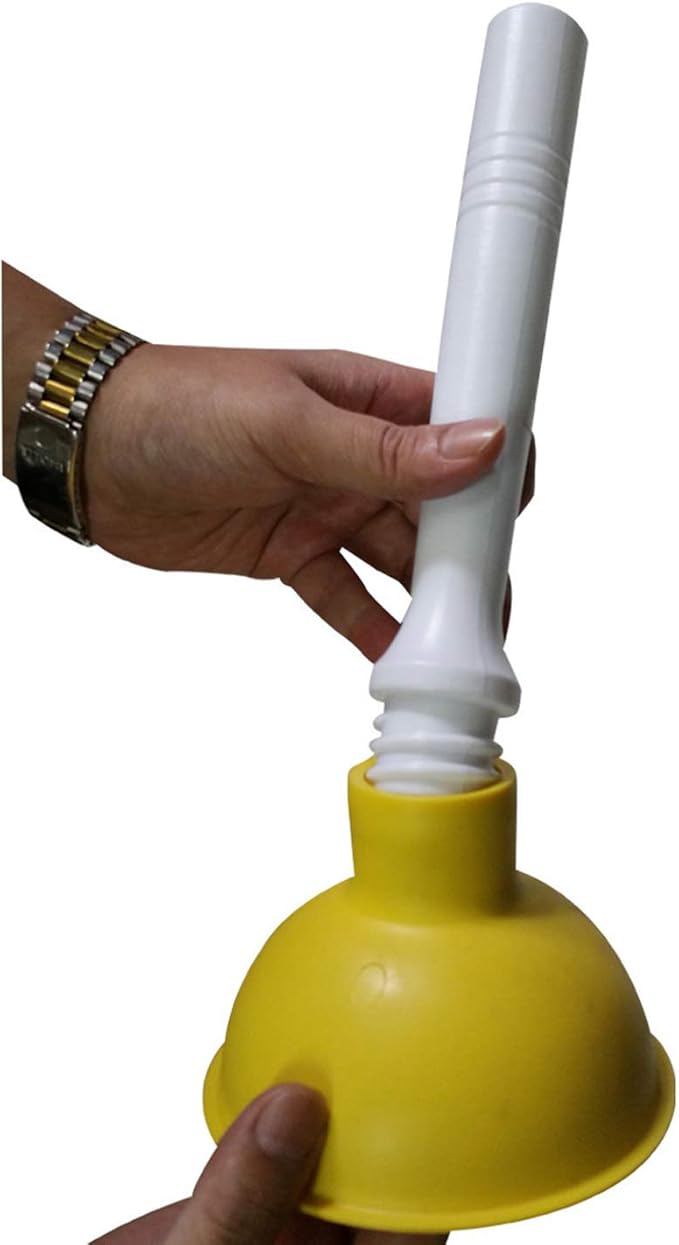 Coralpearl Drain Plunger, Small Hand Force Plumber Helper, Little 4 inch Cup Clog Remover, Tiny Rubber Unclogger in 9" Short Handle for Kitchen Sink, Bathroom Toilet, Shower Bath Tub (Green + Yellow)