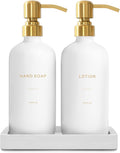 Gold Soap Dispenser Bathroom Set, Hand and Lotion Dispenser with Stainless Steel Pump, Perfect for Modern Bathroom Decor. (Gold)