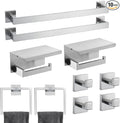 10 Pack Brushed Finish Bathroom Hardware Set - SUS304 Stainless Steel Wall-Mounted Towel Bar, Holder & Racks, 23.6 Inch