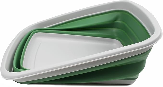SAMMART 10L (2.6 Gallons) Collapsible Tub - Foldable Dish Tub - Portable Washing Basin - Space Saving Plastic Washtub (Grey/Dark Sea Green, 1)