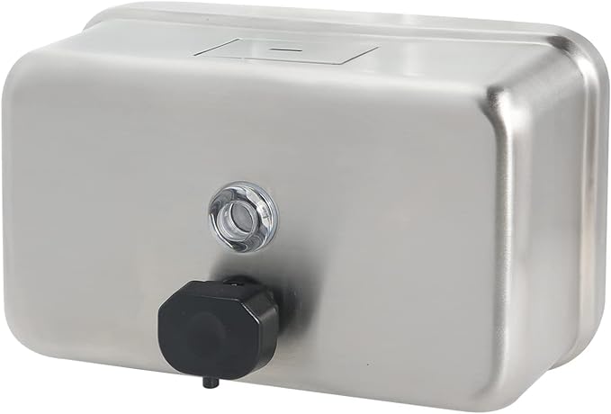 Heavy Duty Stainless Steel Wall Mount Soap Dispenser, 1100ml/37oz, with Corrosion Proof Lining and Anti-Leak Pump for Commercial & Home Bathroom Kitchen (Horizontal)