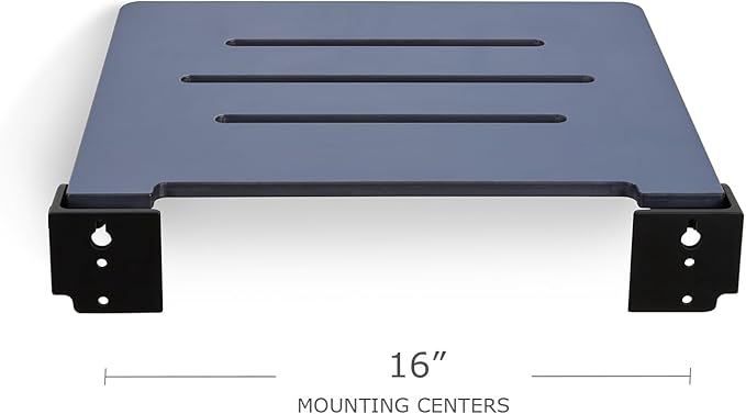 18 inch Silhouette Slimline Folding Wall Mount Shower Bench Seat, Navy Seat with Matte Black Frame