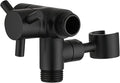 PDPBath Solid Brass 3 Way Shower Arm Diverter Valve with Handheld Holder for Dual Shower Heads with G1/2 Universal Connection - Matte Black