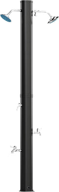 Outsunny 9.2 Gal Solar Heated Outdoor Shower, 7.1F 2-Section Outdoor Solar Shower with 2 Foot Showers, 2 360° Swivel Shower Heads & Temperature Adjustment for Backyard Poolside Beach Pool Spa
