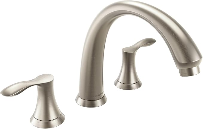 8 inch Widespread Roman Tub Faucet, Lava Odoro Brushed Nickel Tub Faucet with Valve, Solid Brass High Flow 3 Hole Tub Filler, 2 Handle Faucets for Soaking Tub TF405-BN