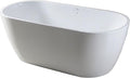 FerdY Bali 59" Acrylic Freestanding Bathtub, Gracefully Shaped Freestanding Soaking Bathtub with Brushed Nickel Drain & Minimalist Linear Design Overflow, Glossy White, cUPC Certified