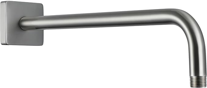 G-Promise All Metal 15.2-Inch Shower Arm with Flange, Wall-Mounted Stainless Steel 90 Degree Shower Extension Pipe Replacement for Fixed Shower Heads, Brushed Nickel
