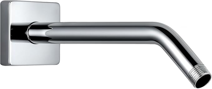 G-Promise All Metal 10-Inch Shower Arm with Flange, Wall-Mounted Stainless Steel Shower Pipe Replacement for Fixed and Handheld Shower Heads, Chrome