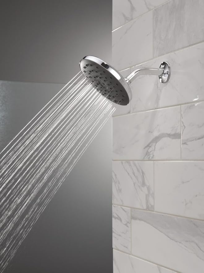 Delta PivotPro Chrome Rain Showerhead, Single Setting 7 Inch Round Shower Head, Showerheads, 1.75 GPM Flow Rate, Chrome 75103